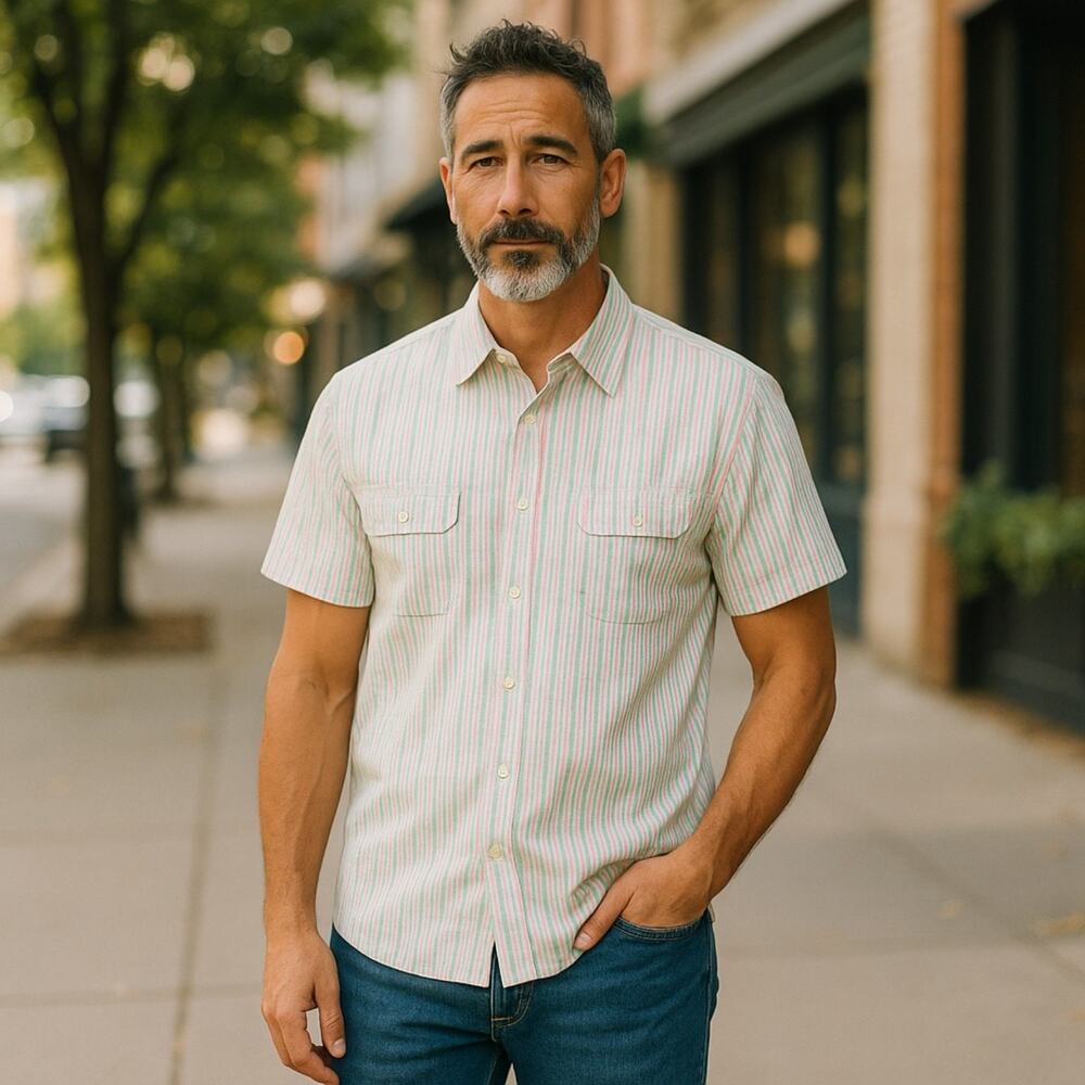 Daniel Cremieux Classics Shirt Mens Pastel Striped Seersucker Button Up Shirt L - Picture 1 of 6